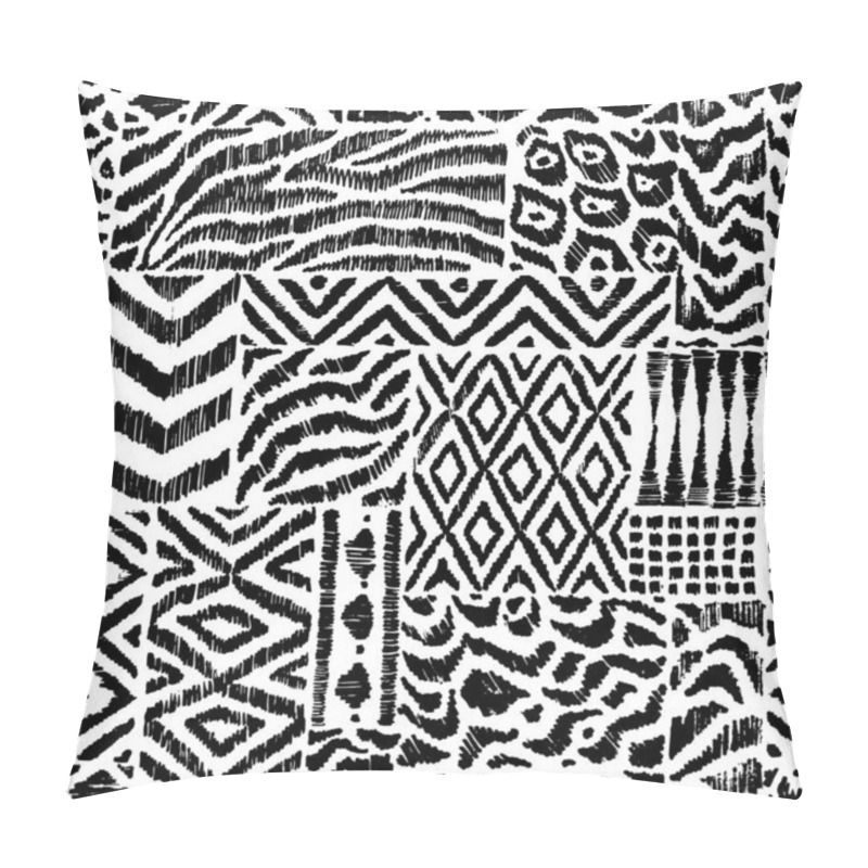 Personality  Seamless Pattern In Patchwork Style. Zebra, Leopard Fur, Ethnic  Pillow Covers