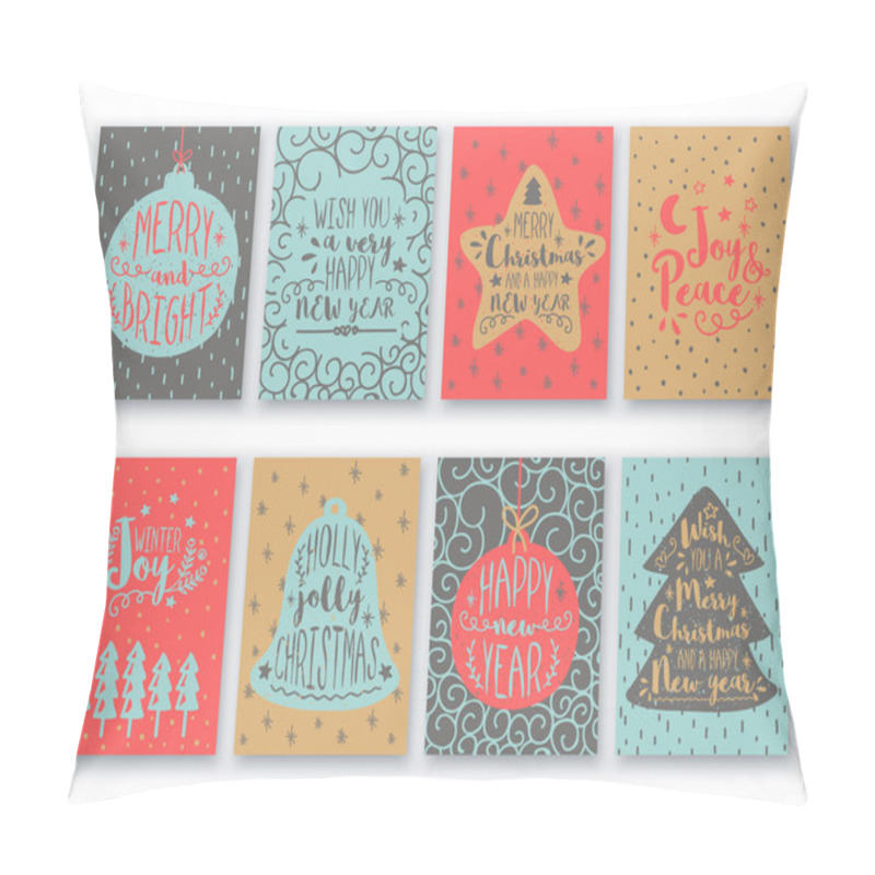 Personality  Greeting Card Set For Christmas And New Year. Pillow Covers