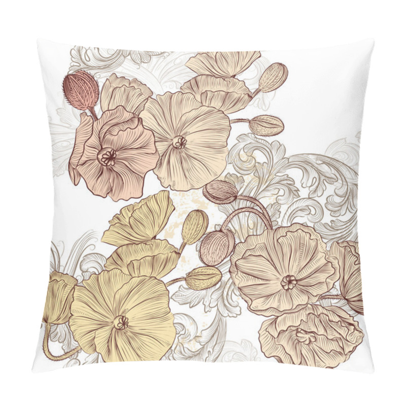 Personality  Seamless Wallpaper Pattern With Poppy Flowers Pillow Covers