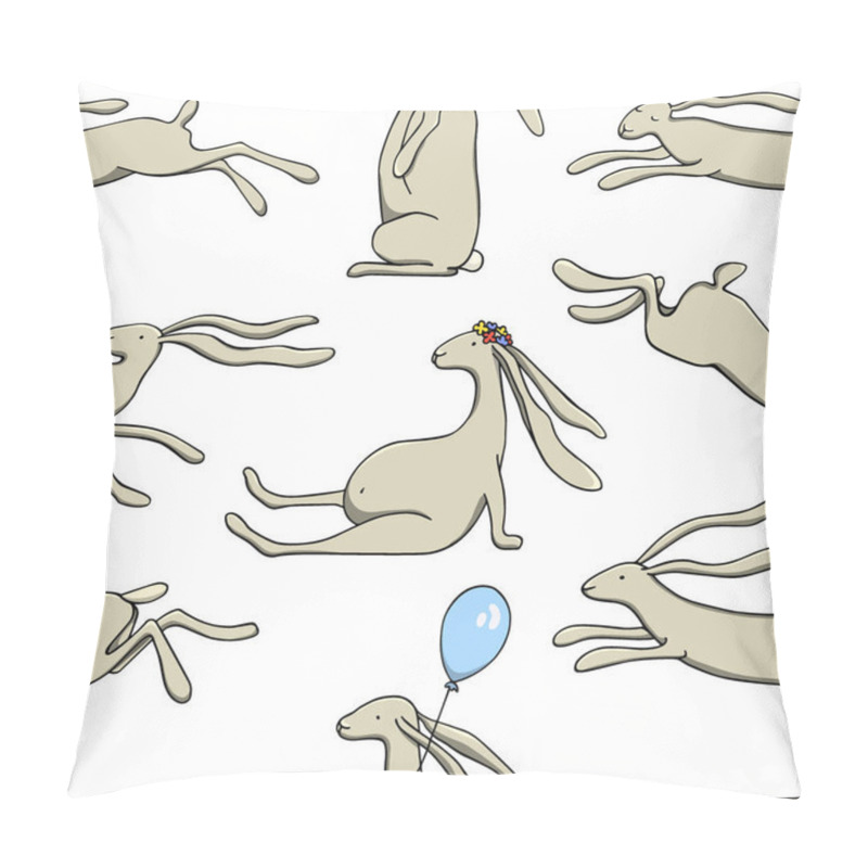 Personality  Hand Drawn Hares Pattern Pillow Covers