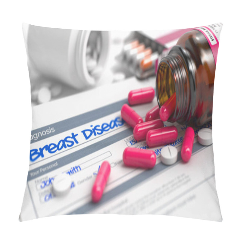 Personality  Breast Disease - Phrase In Medical History. 3D Illustration. Pillow Covers