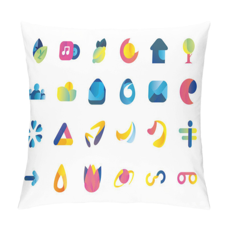 Personality  Abstract Shapes Gradient Style Icon Set Vector Design Pillow Covers