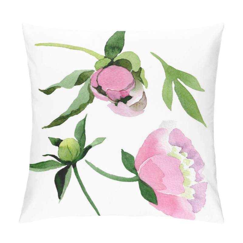 Personality  Beautiful Pink Peony Flowers Isolated On White Background. Watercolour Drawing Fashion Aquarelle. Isolated Peony Flowers Illustration Element. Pillow Covers