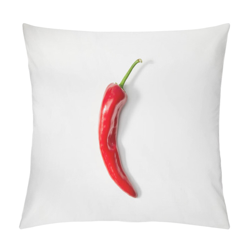 Personality  Top View Of Red Chili Pepper On White Background Pillow Covers