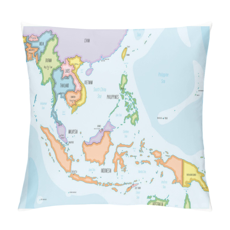 Personality  Southeast Asia Map - Hand-drawn Cartoon Style Pillow Covers