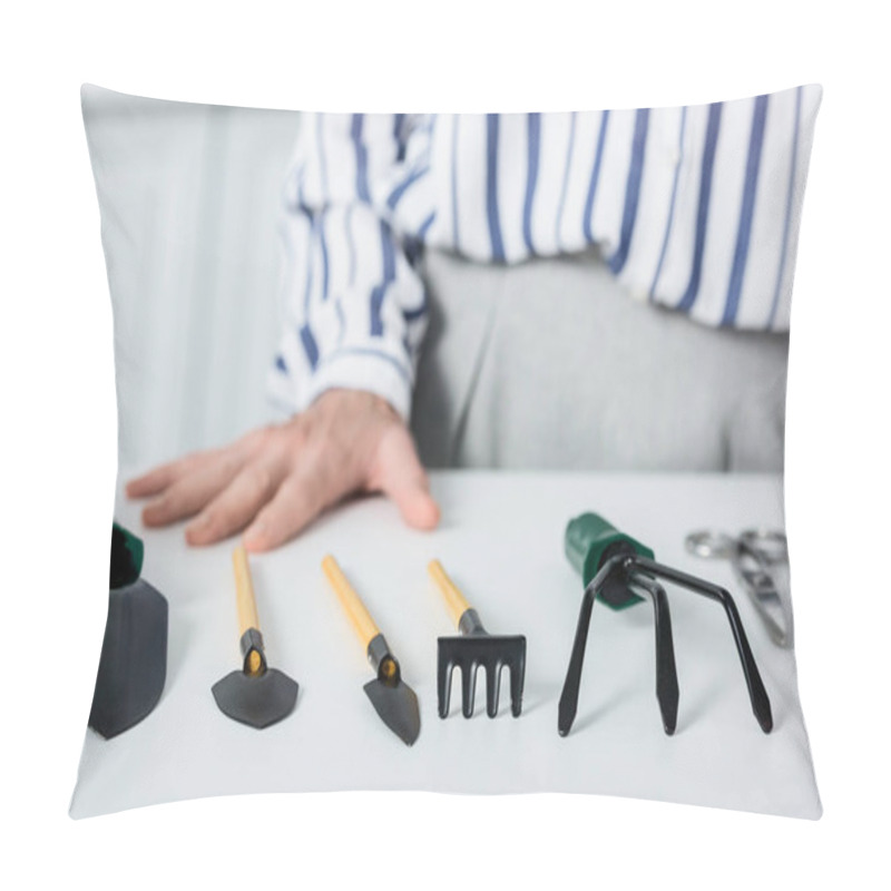 Personality  Cropped Shot Of Senior Woman And Small Gardening Tools Pillow Covers