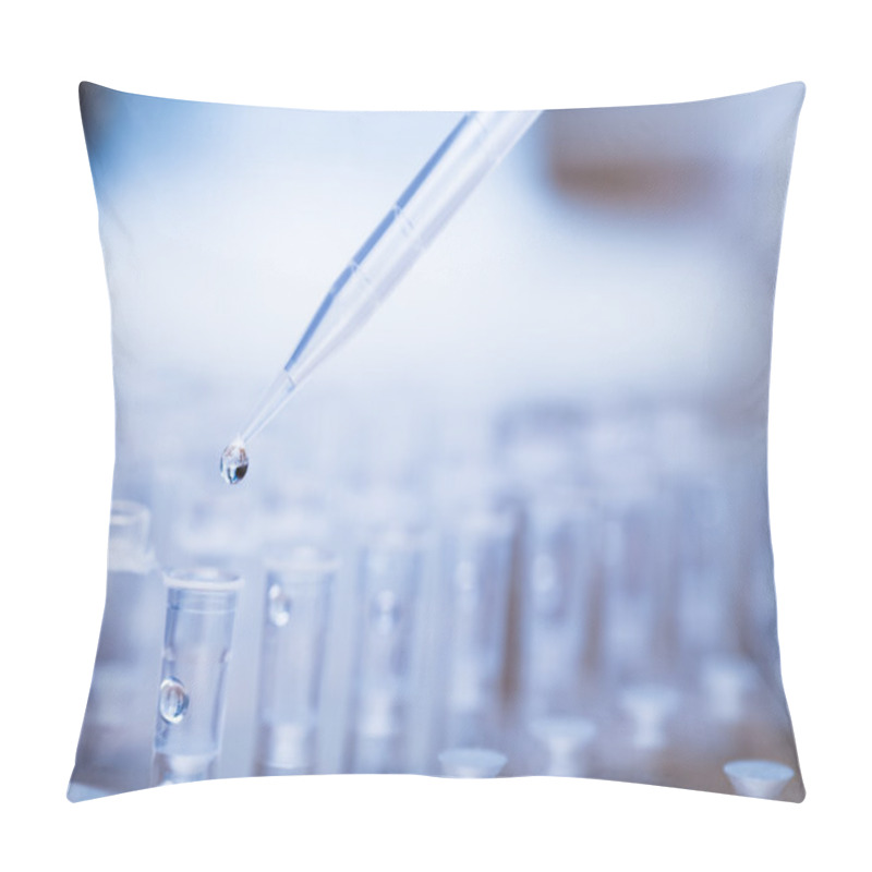 Personality  Pipette Tip With Droplet Over Rack Of Test Tubes Pillow Covers