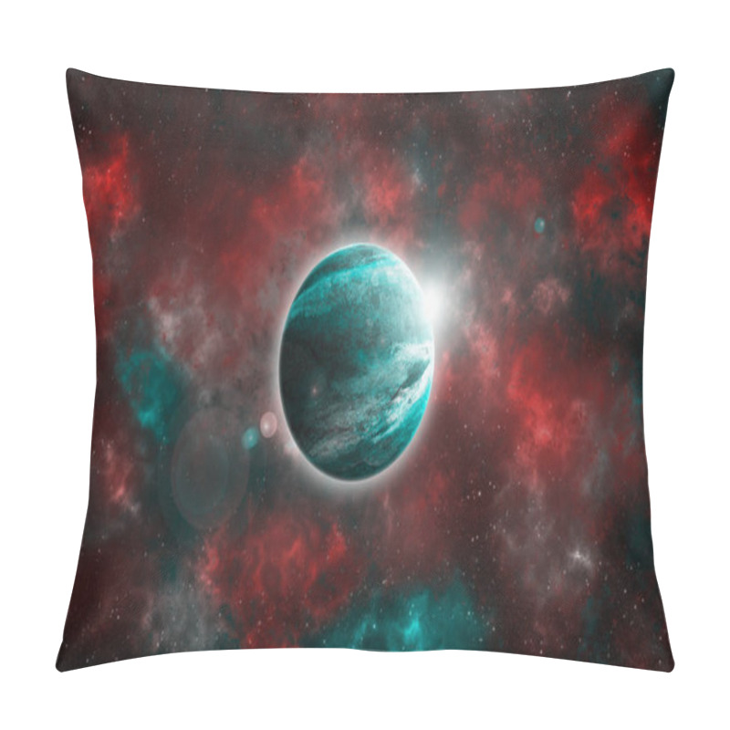 Personality  Unknown Planet From Outer Space. Space Nebula. Cosmic Cluster Of Stars. Outer Space Background. 3D Illustration. Pillow Covers