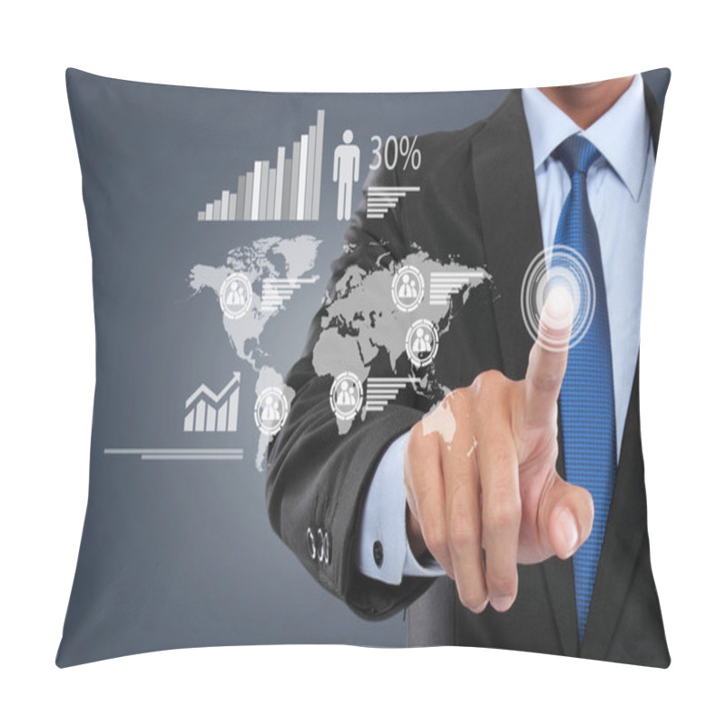 Personality  Businessman Working With Digital Virtual Screen Pillow Covers