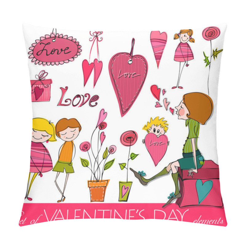 Personality  Set Of Valentine's Day Elements Pillow Covers