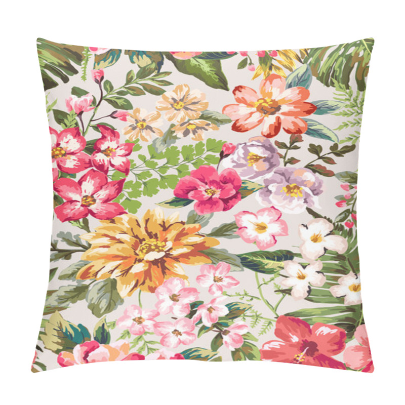 Personality  Seamless Hand Draw Tropical Flower Blossom Vector Pattern Pillow Covers