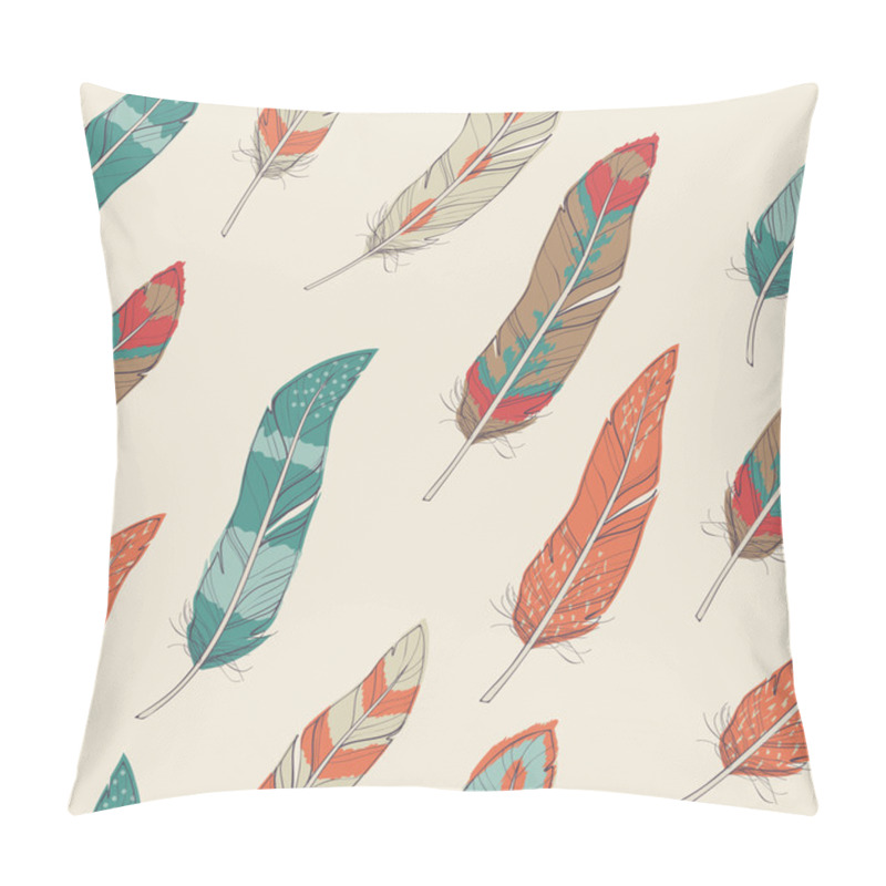 Personality  Vector Seamless Pattern With Feathers Pillow Covers