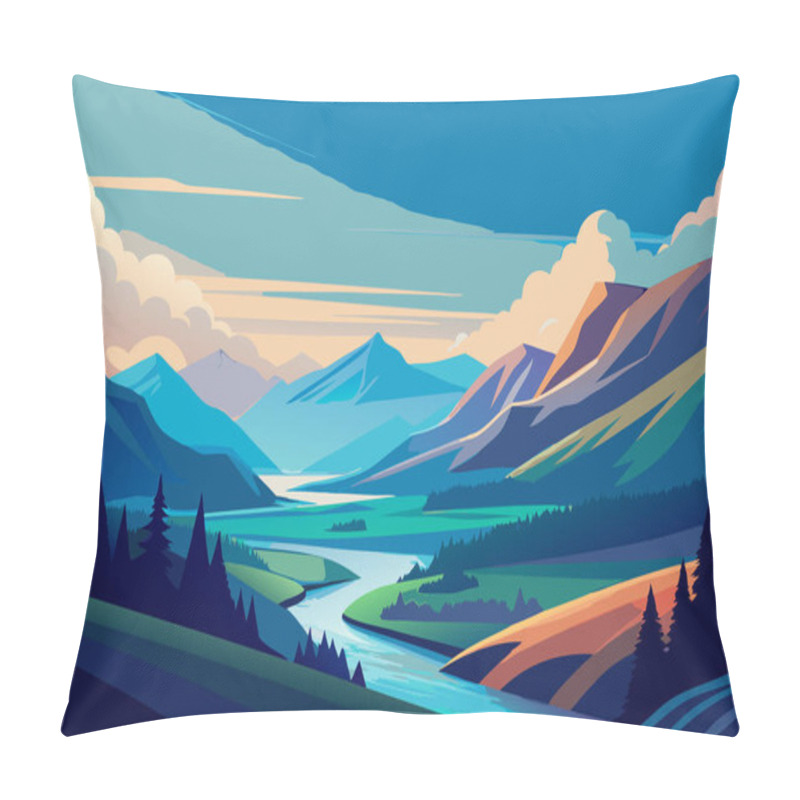 Personality  Natural Landscape Background With Mountains Pillow Covers