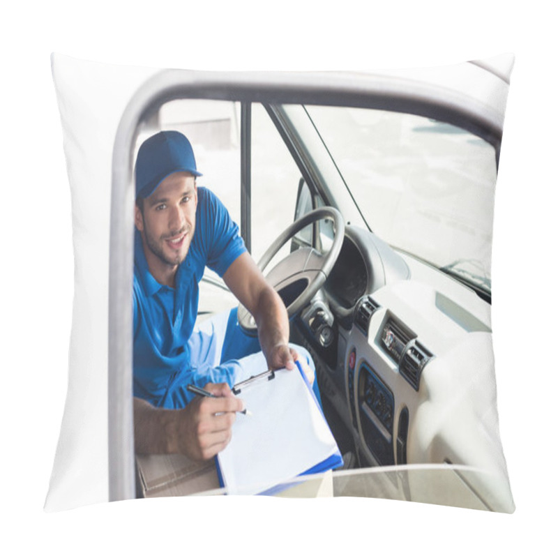 Personality  Delivery Man With Clipboard Pillow Covers