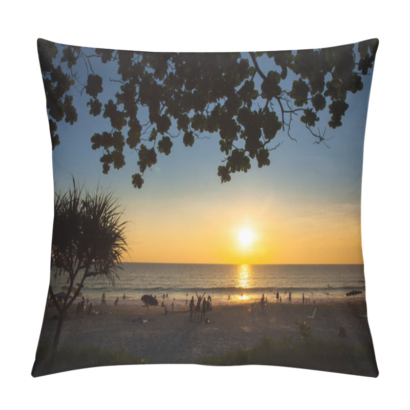 Personality  Beautiful Sunset With Palm Trees, Clouds And Seascape  Pillow Covers