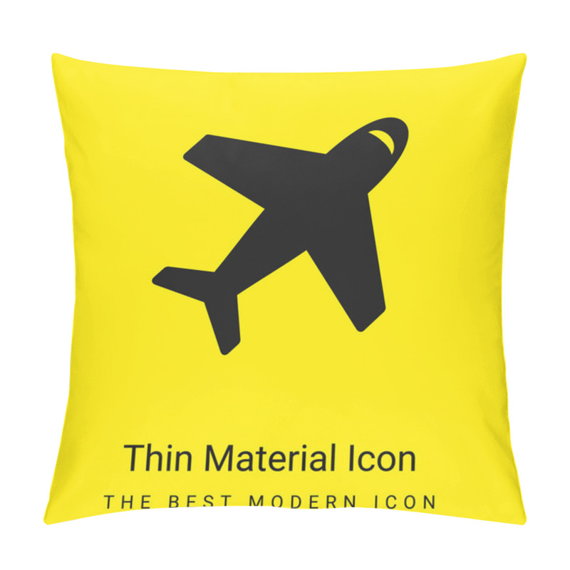 Personality  Airplane From Top View Minimal Bright Yellow Material Icon Pillow Covers