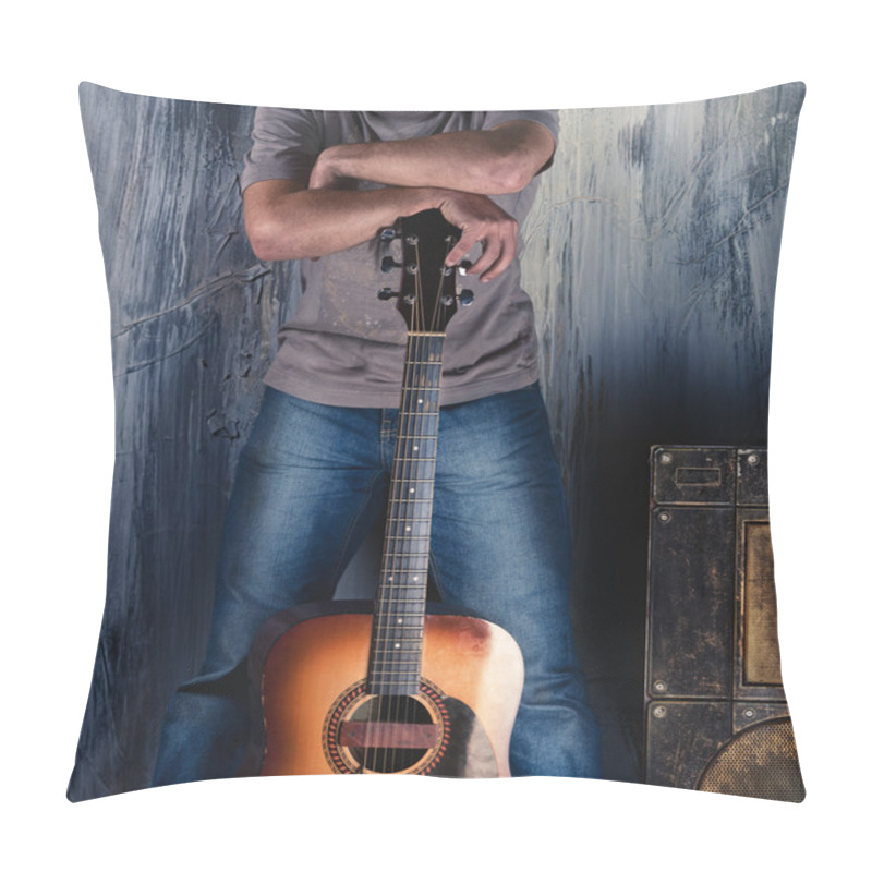 Personality  Handsome Man With Guitar Pillow Covers