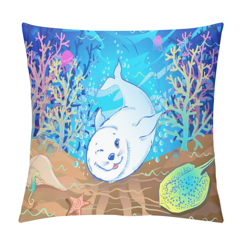 Personality  Fur Seal On The Bottom Of The Sea Pillow Covers