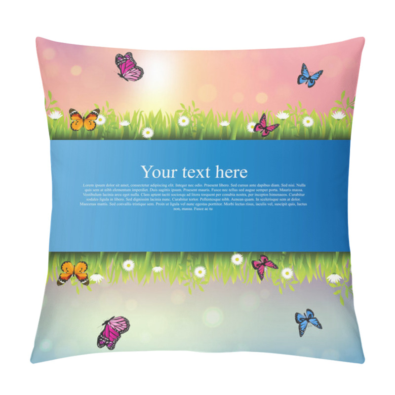 Personality  Banner With Grass And Flowers Pillow Covers