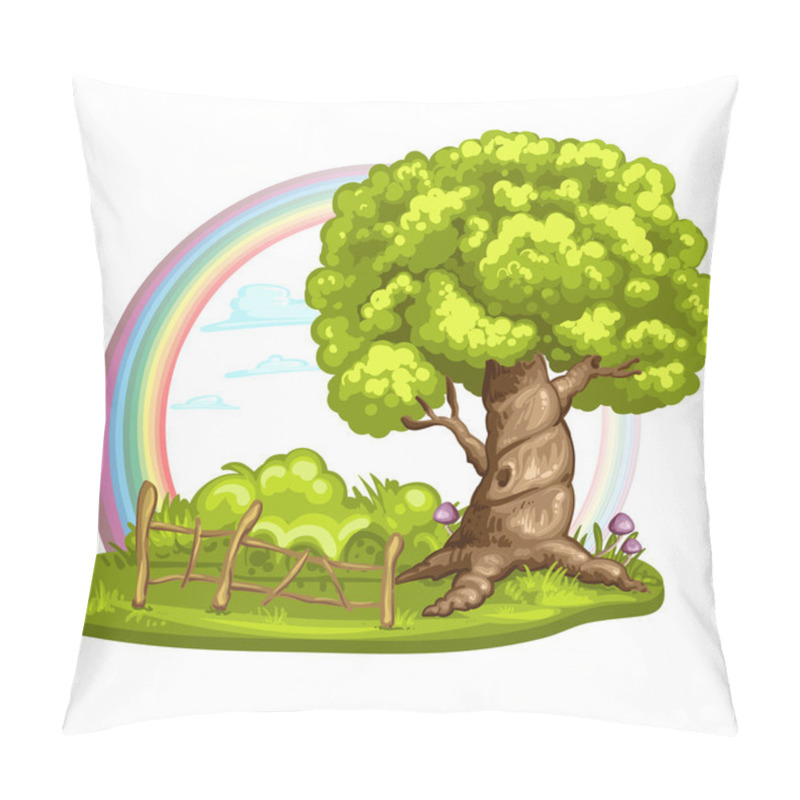 Personality  Green Glade With Tree Pillow Covers