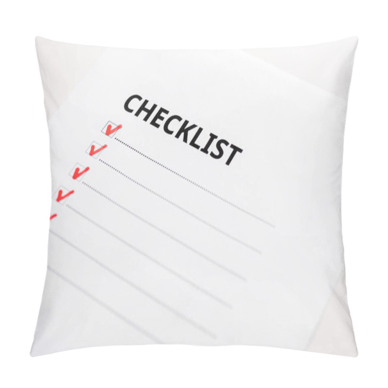 Personality  Close Up Of Paper With Checklist Letters Isolated On White Pillow Covers