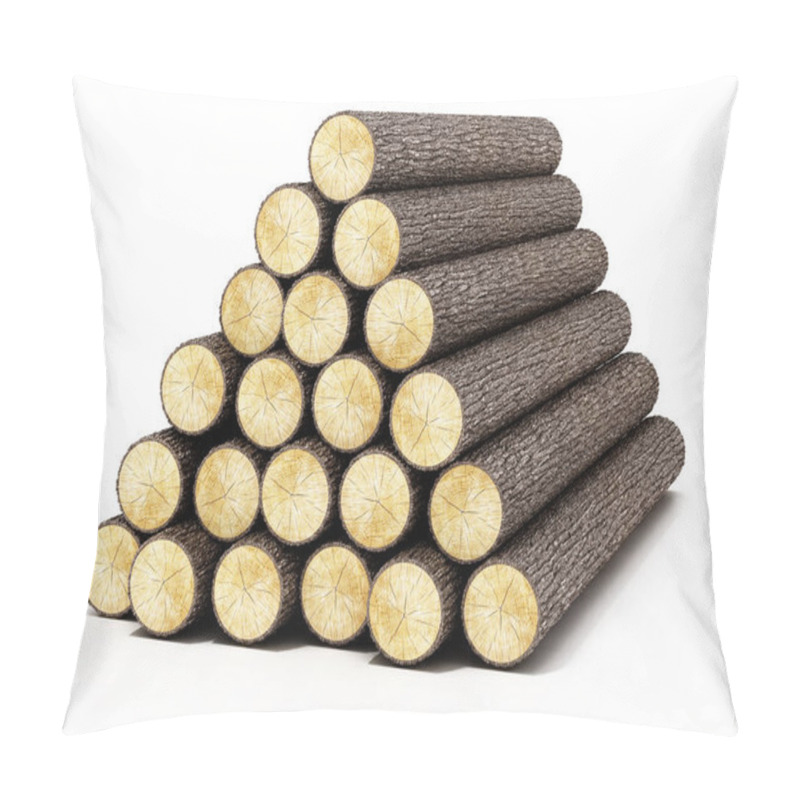 Personality  Heap Of Logs Isolated On White Background. 3D Illustration Pillow Covers