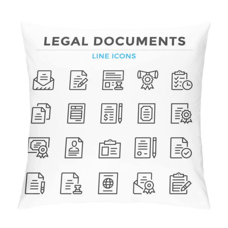 Personality  Legal Documents Line Icons Set. Modern Outline Elements, Graphic Design Concepts, Simple Symbols Collection. Vector Line Icons Pillow Covers