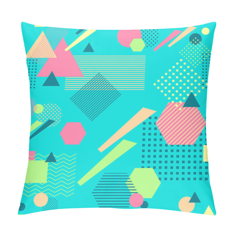 Personality  Abstract Seamless Pattern In Postmodern Memphis Style On Blue Pillow Covers