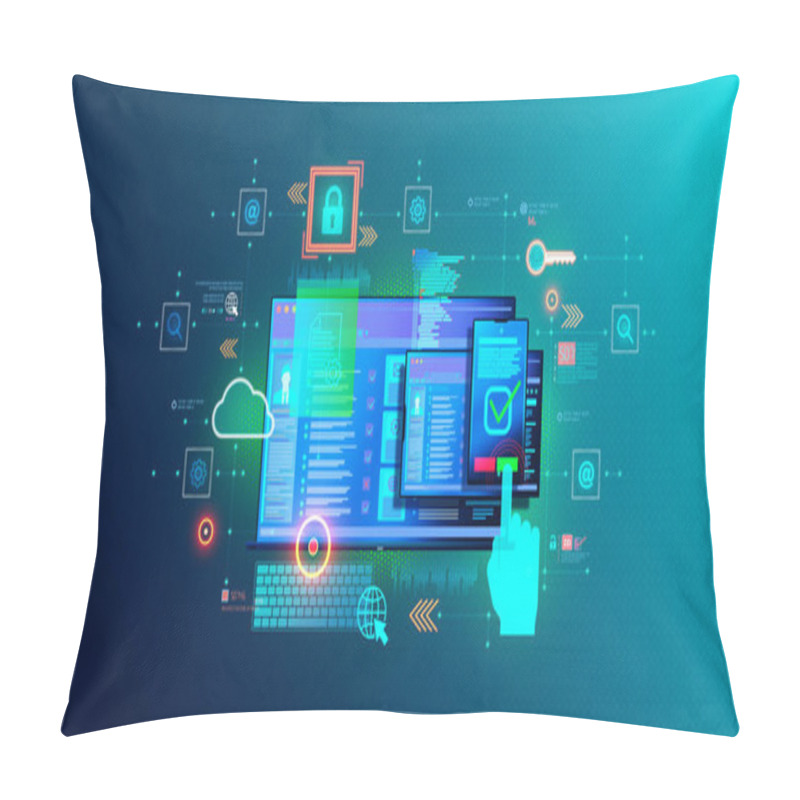 Personality  Consent Management Platform - Software Solution That Helps Organizations Manage User Consents And Preferences In Compliance With Data Privacy Regulations - Conceptual Illustration Pillow Covers