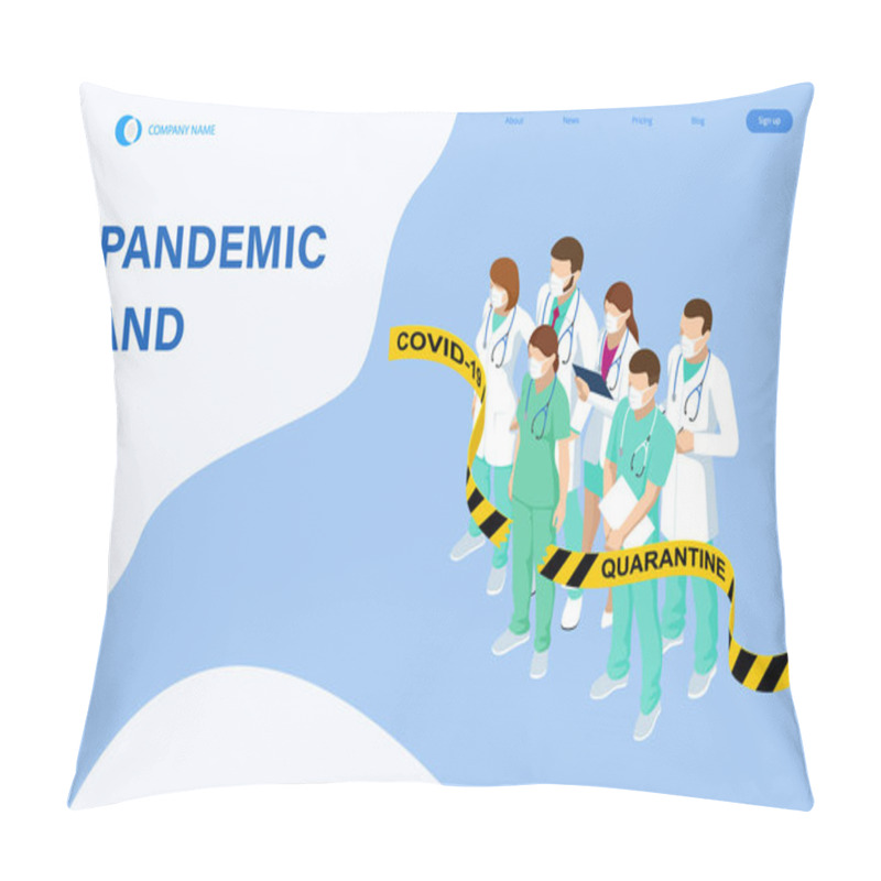 Personality  Quarantine Is Over, Coronavirus Is Finish. Lockdown End Inscription, Coronavirus Quarantine End, Pandemic Over Isometric Concept Pillow Covers