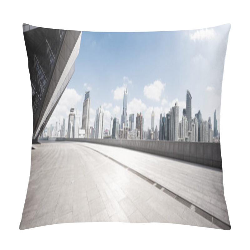 Personality  Empty Floor With Modern Cityscape And Skyline  Pillow Covers