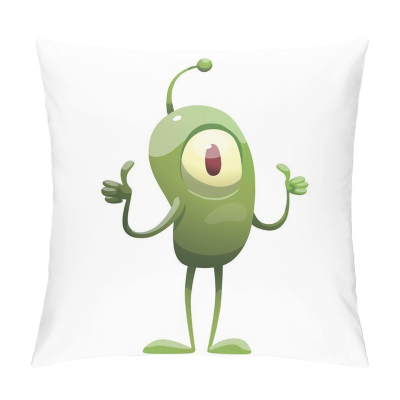 Personality  Funny green microbe showing thumbs up pillow covers