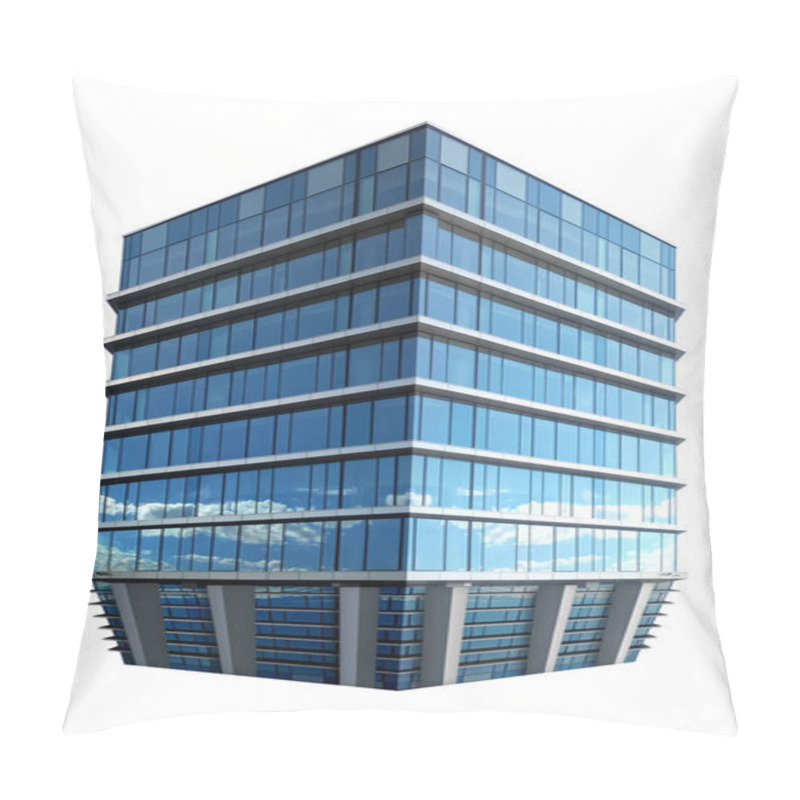 Personality  Single Business Skyscraper Isolated On White Background. Business Center. 3d Illustration. Pillow Covers