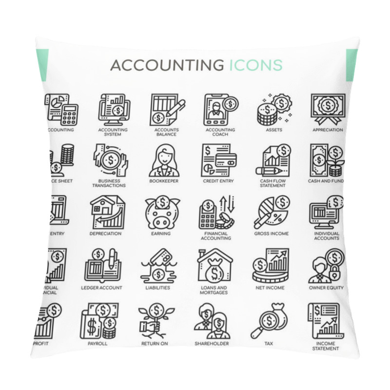 Personality  Accounting , Thin Line And Pixel Perfect Icons Pillow Covers