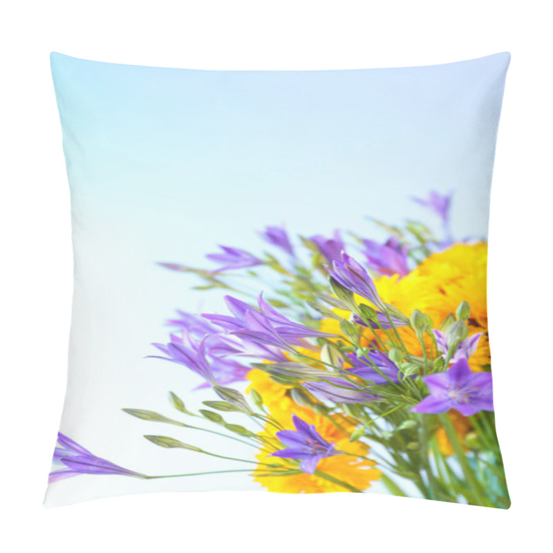 Personality  Beautiful Wild Flowers, On Light Blue Background Pillow Covers