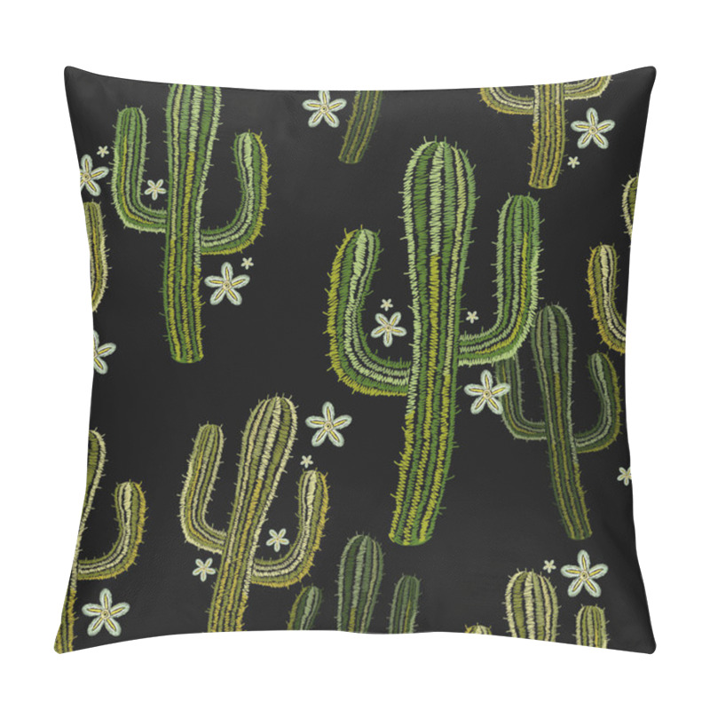 Personality  Embroidery Cactus Seamless Pattern. Mexican Ethnic Pillow Covers