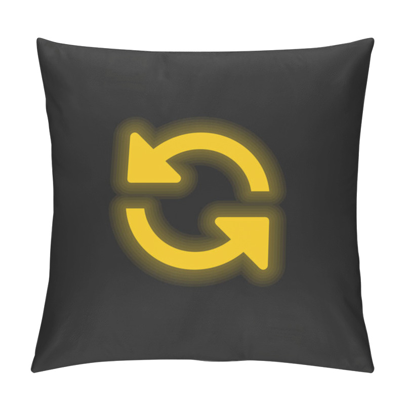 Personality  Arrows Couple Counterclockwise Rotating Symbol Yellow Glowing Neon Icon Pillow Covers