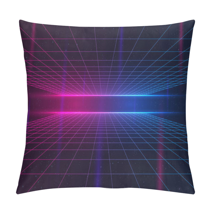 Personality  Universe Retro Futuristic 80's Background 4K. Synthwave Wireframe Net Video Loop. Abstract Digital Background. 80s, 90s Retro Futurism, Retro Wave Cyber Grid. Deep Space Surfaces.Neon Lights Glowing Pillow Covers