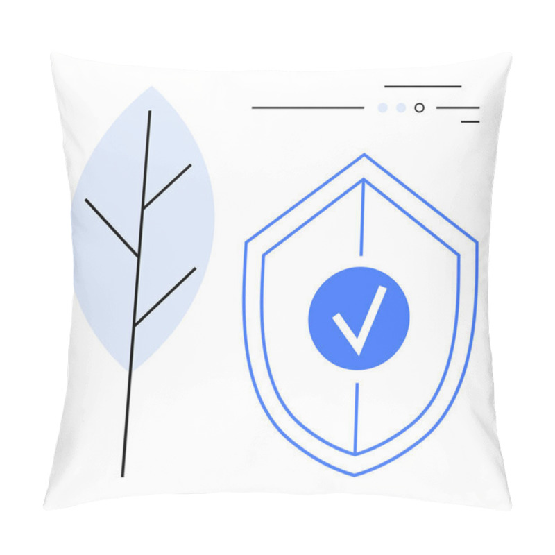 Personality  Leaf Symbol And Shield With Check Mark Represent Eco-friendly Security. Ideal For Sustainability, Environmental Protection, Eco-friendly Initiatives, Data Security, Safety Measures, Nature Pillow Covers