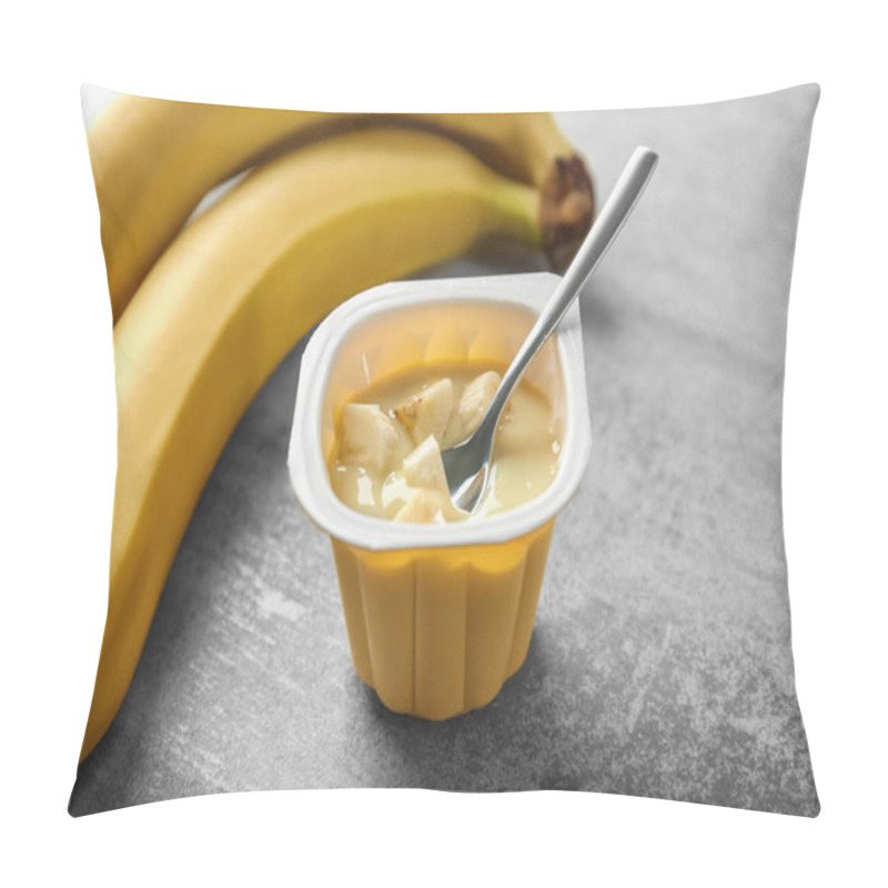 Personality  Plastic Cup With Yummy Banana Yogurt On Table Pillow Covers