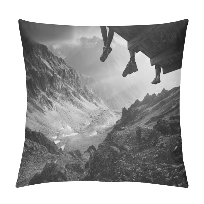 Personality  Above Tetnuld Valley. Black And White. Pillow Covers