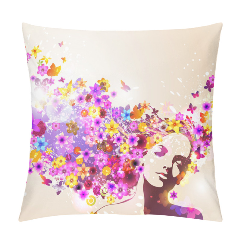 Personality  Spring Background With Young Woman. Pillow Covers