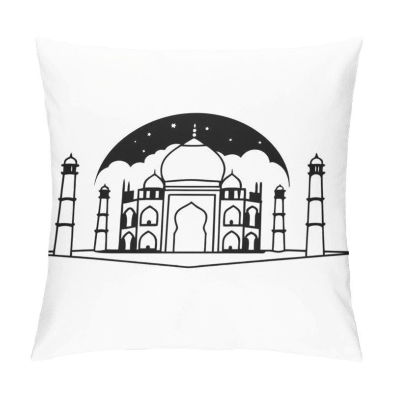 Personality  A Graceful Silhouette Of The Taj Mahal, Symbolizing Love And Architectural Brilliance. Perfect For Cultural, Historical, And Travel-themed Projects. Pillow Covers