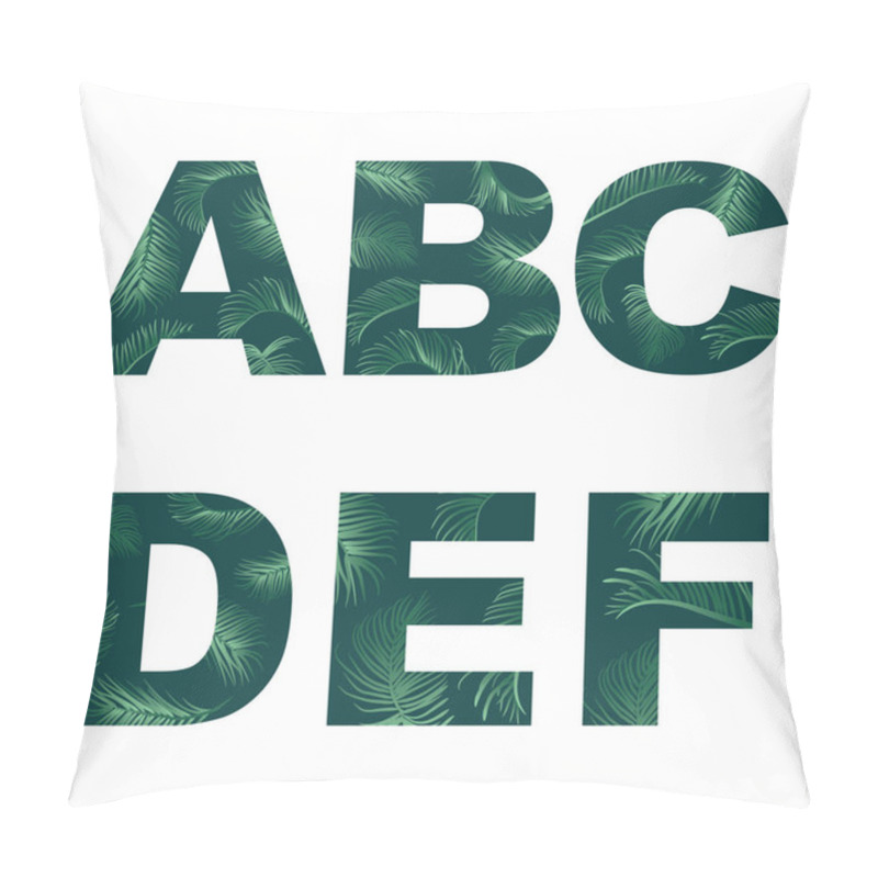 Personality  Alphabet Decorative Fonts Covered Palm Leaves Pattern. Pillow Covers