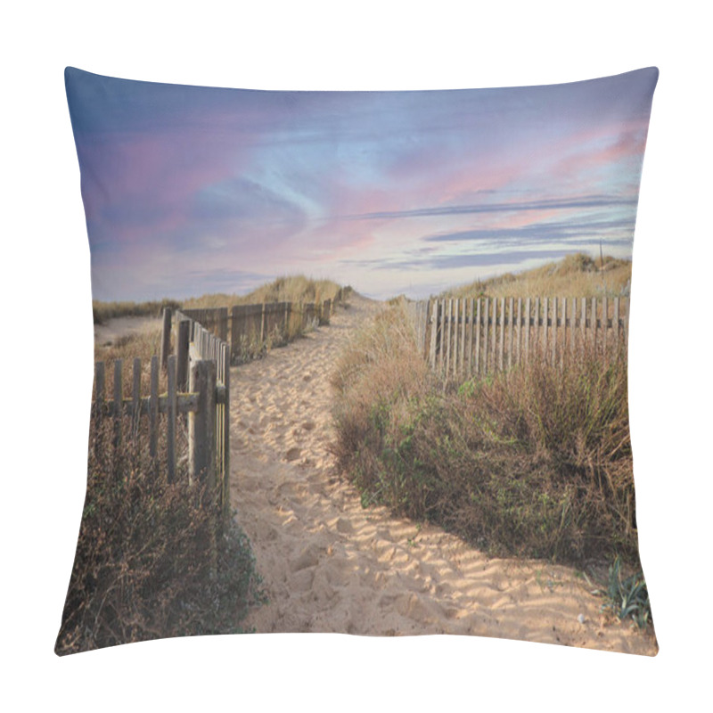 Personality  Path To The Beach Through The Dunes At The Sunset Pillow Covers