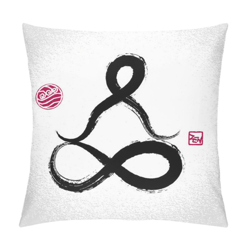 Personality  Yoga Lotus Pose And Water Element Symbol With Oriental Brushwork Pillow Covers