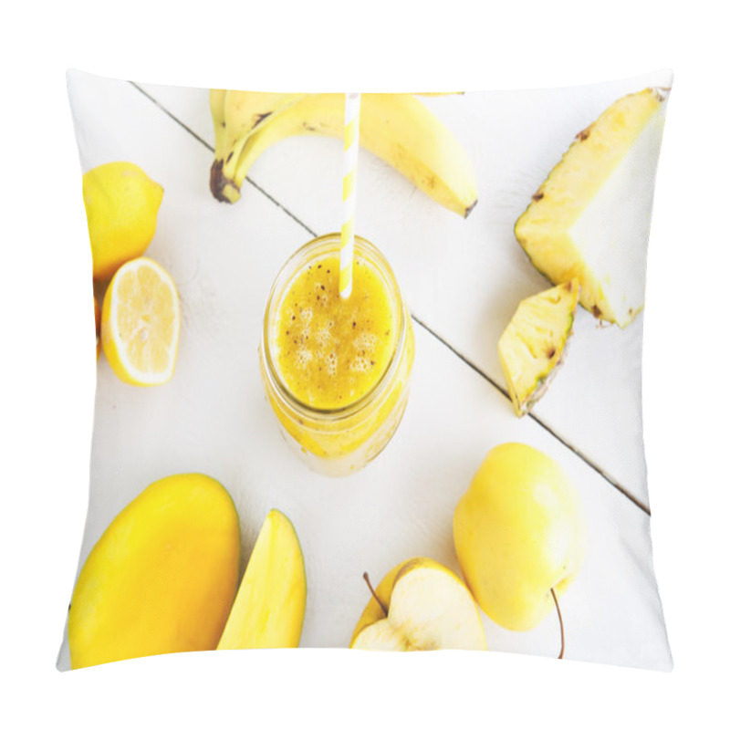 Personality  Fresh Organic Yellow Smoothie With Banana, Apple, Mango, Pear, P Pillow Covers