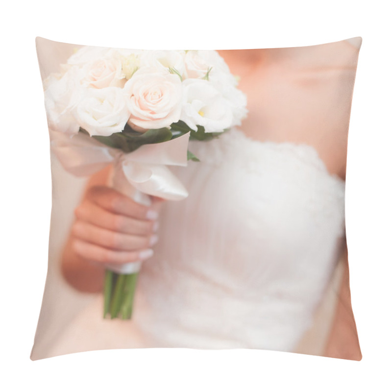 Personality  Bride Holding Weeding Bouquet Pillow Covers