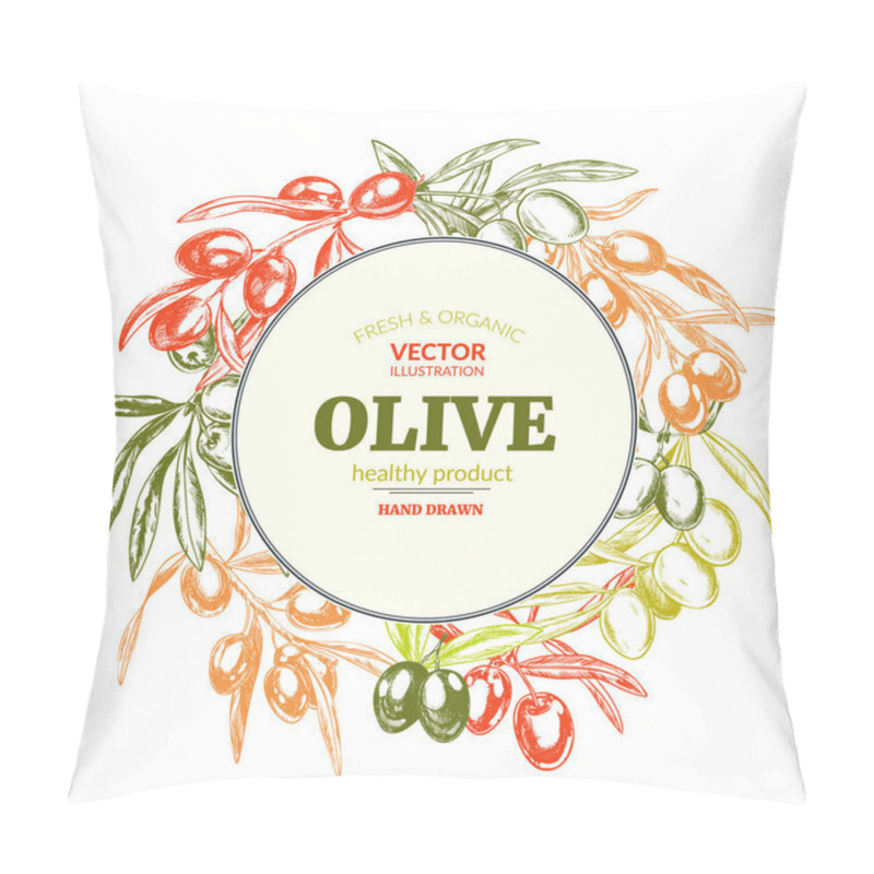 Personality  Olive Branches, Hand Drawn Vector Illustrations. Pillow Covers