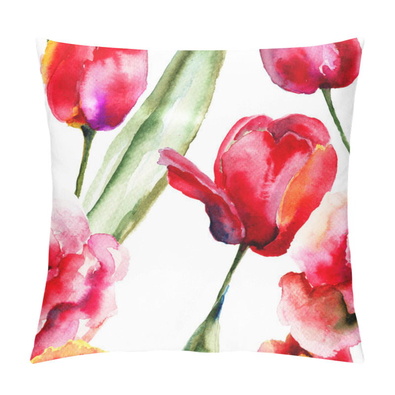 Personality  Seamless Wallpapers With Tulips Flowers Pillow Covers